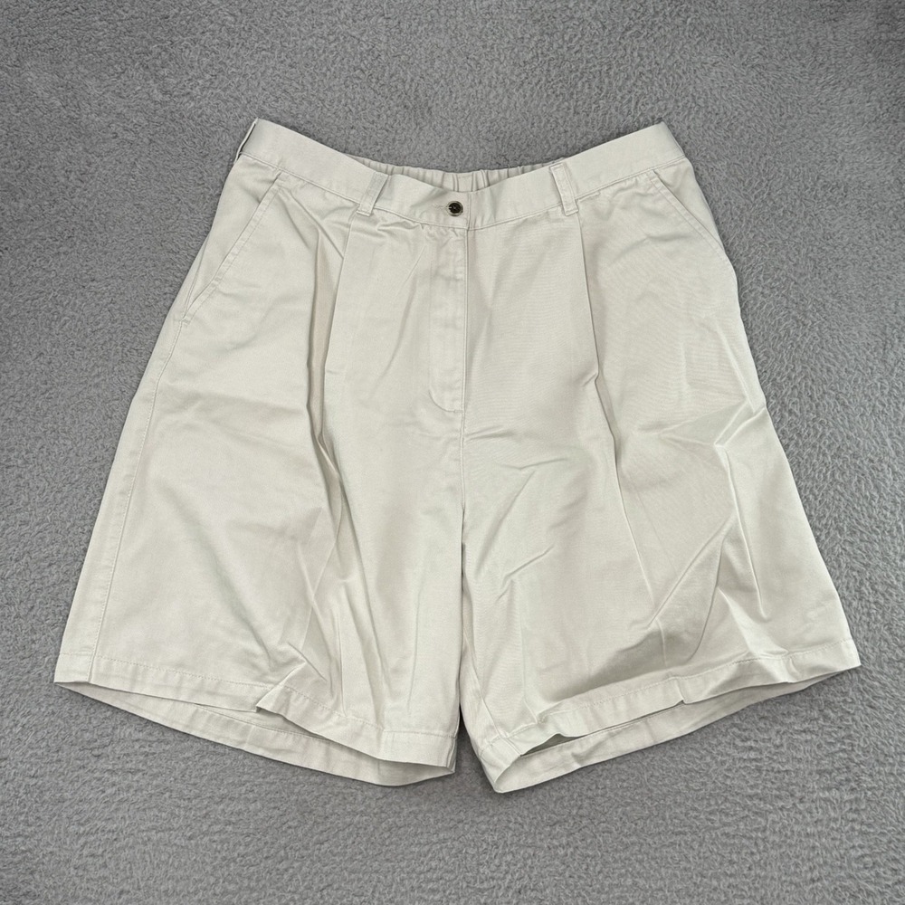 LL Bean Women's Shorts White Elastic Waist Size 18 100% Cotton Hiking Outdoor